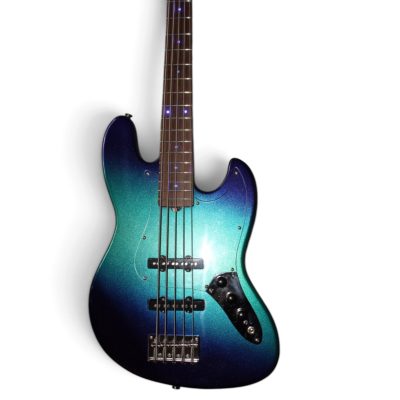 Custom Regent Sky Burst Sparkle Finish 5 String Jazz Bass LED Fretboard Lights