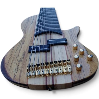 Custom Pyrite Burl 10 String Extended Range Electric Bass Neck Through Body Design - Image 6