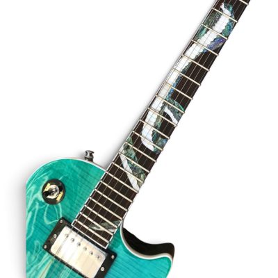Custom Crown Teal Green Flamed Maple Top Embossed Snakepit Slash Electric Guitar - Image 3