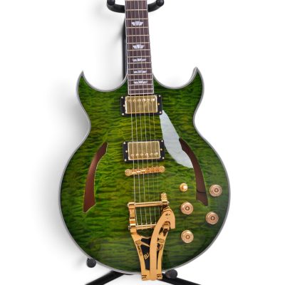Custom Crown ES335 Green Quilted Maple Top Bigsby Tremolo Electric Guitar