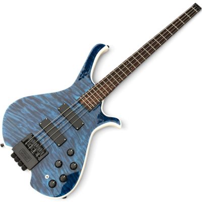 Custom Diplomat Boden Blue Quilted Maple Top Headless 4 String Bass - Image 3