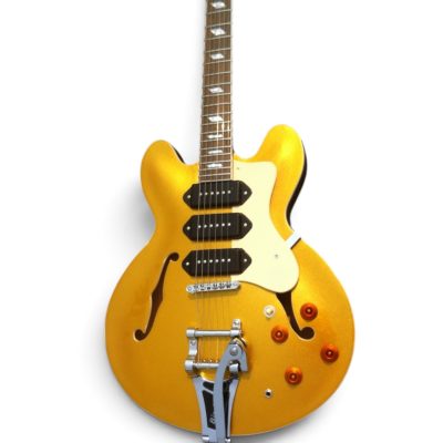 Custom Crown Noel Gallagher Gold Top Finish Fhole 3 Pickups P90 Bigsby Tremolo Guitar