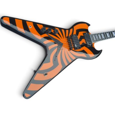 Custom Crown Wylde Black Orange ZV Buzzsaw Flying V Electric Guitar - Image 3