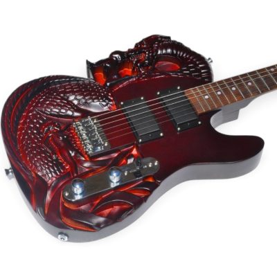 Custom Regent Dragon Carve Engraved Rosewood Finish 6 String Guitar - Image 4