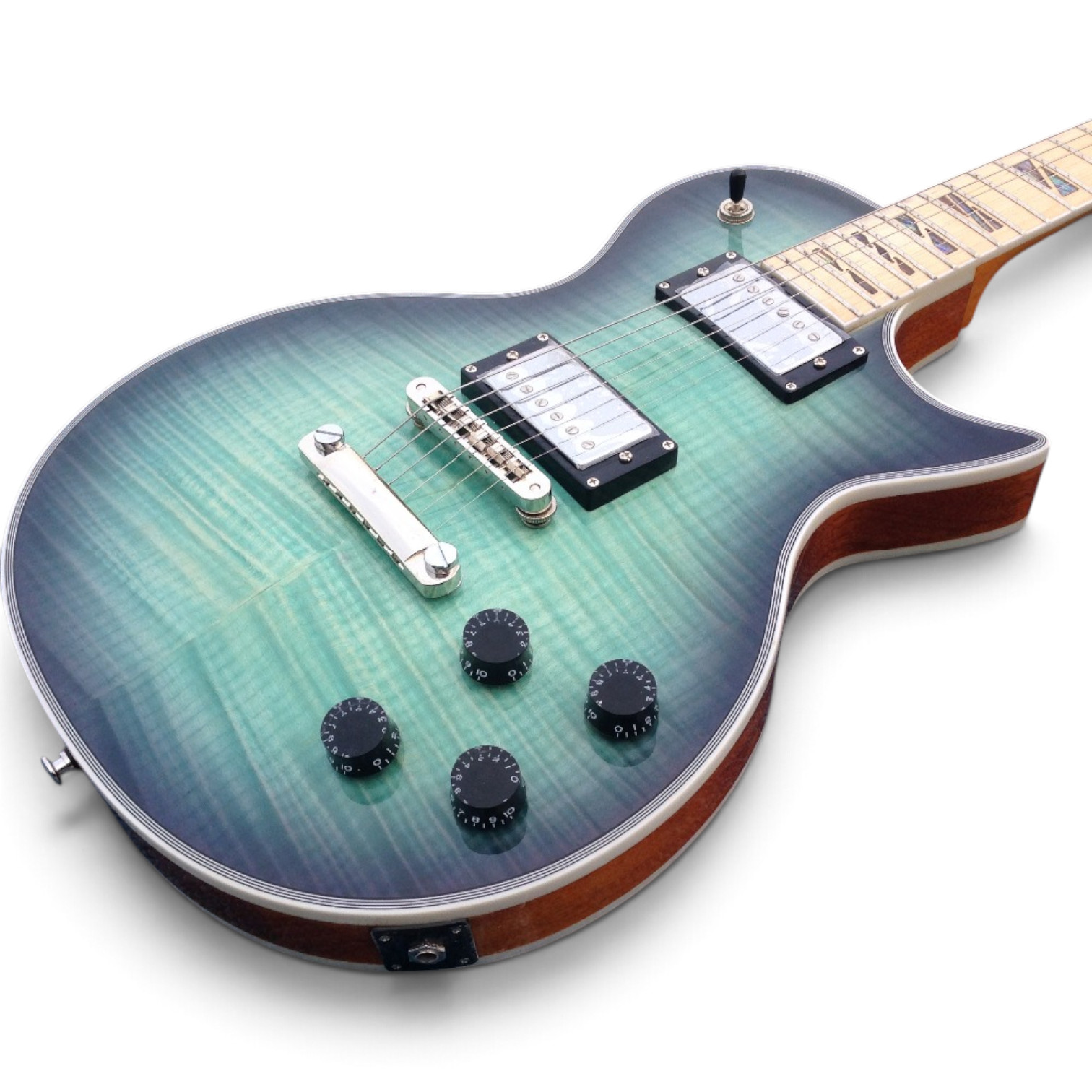 Custom Crown Teal Green Burst Flamed Maple Top Electric Guitar