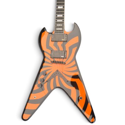 Custom Crown Wylde Black Orange ZV Buzzsaw Flying V Electric Guitar