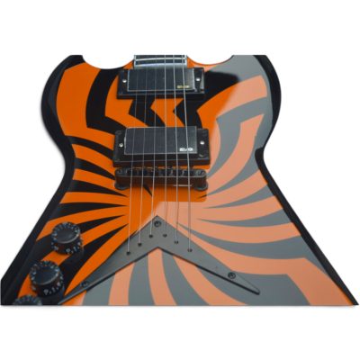 Custom Crown Wylde Black Orange ZV Buzzsaw Flying V Electric Guitar - Image 7
