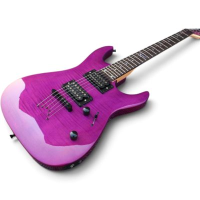 Custom Race Purple Flamed Maple Top Guitar String Through Body Hardtail Bridge - Image 4
