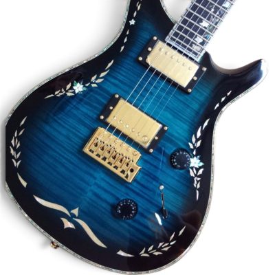 Custom Monarch SE Orianthi Lotus Blue Burst Flame Maple Top Guitar - Image 3