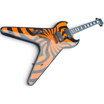 Custom Crown Wylde Black Orange ZV Buzzsaw Flying V Electric Guitar - Image 8