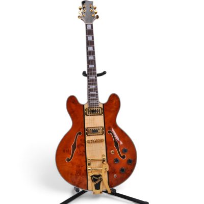 Custom Crown ES335 Burl Maple Top Bigsby Tremolo Electric Guitar - Image 6