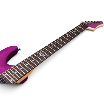 Custom Race Purple Flamed Maple Top Guitar String Through Body Hardtail Bridge - Image 6