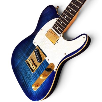 Custom Regent Deluxe Hybrid Blue Flamed Maple Top Guitar - Image 5