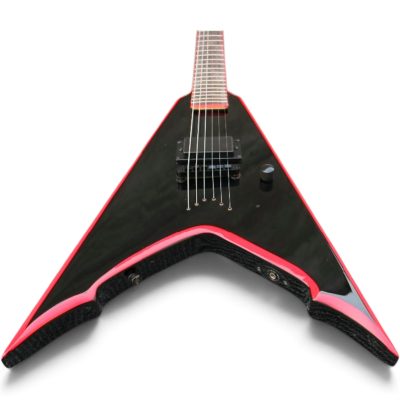 Custom Titan Gloss Black Bevel Red Mike Derks Jaw V Electric Guitar