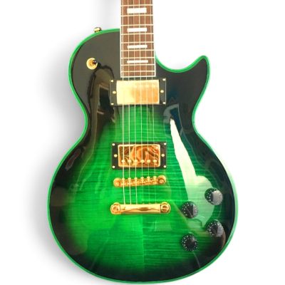 Custom Crown Black Green Burst Flamed Maple Top Electric Guitar