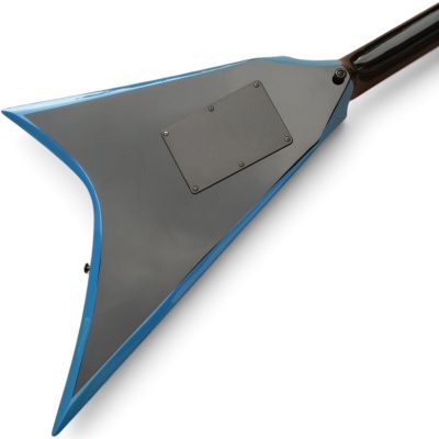 Custom Obsidian Flying V Alexi Laiho Gloss Black Blue Bevel Floyd Rose Tremolo Guitar - Image 6