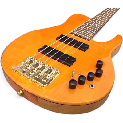 Custom Solis Imperial Amber Matthew Garrison 5 String Bass Single Cut Body
