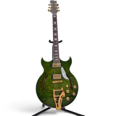 Custom Crown ES335 Green Quilted Maple Top Bigsby Tremolo Electric Guitar - Image 8