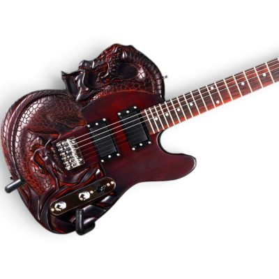 Custom Regent Dragon Carve Engraved Rosewood Finish 6 String Guitar - Image 9