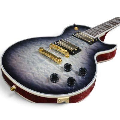 Custom Crown Black Gray Burst Quilted Maple Top Flamed Maple Back Electric Guitar - Image 5