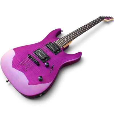 Custom Race Purple Flamed Maple Top Guitar String Through Body Hardtail Bridge - Image 3