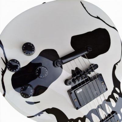 Custom Crown White Matt Heafy Skull Bone Jaw Electric Guitar - Image 4