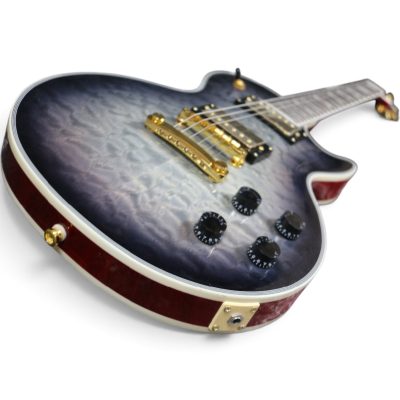 Custom Crown Black Gray Burst Quilted Maple Top Flamed Maple Back Electric Guitar - Image 6