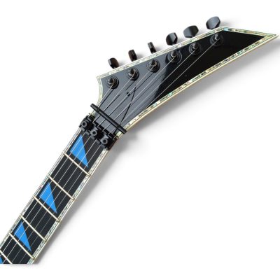 Custom Obsidian Flying V Alexi Laiho Gloss Black Blue Bevel Floyd Rose Tremolo Guitar - Image 5