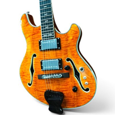 Custom Vesper Languedoc Region PL G2 Amber Burl Flamed Maple Top Electric Guitar
