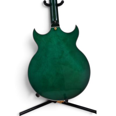 Custom Crown ES335 Green Quilted Maple Top Bigsby Tremolo Electric Guitar - Image 4