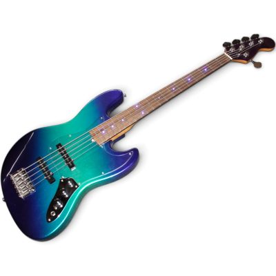 Custom Regent Sky Burst Sparkle Finish 5 String Jazz Bass LED Fretboard Lights - Image 6