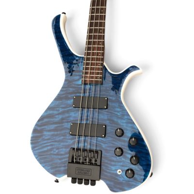 Custom Diplomat Boden Blue Quilted Maple Top Headless 4 String Bass