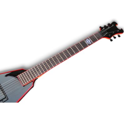 Custom Titan Gloss Black Bevel Red Mike Derks Jaw V Electric Guitar - Image 5