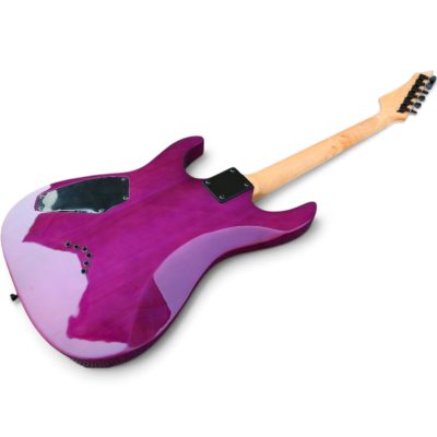 Custom Race Purple Flamed Maple Top Guitar String Through Body Hardtail Bridge - Image 9