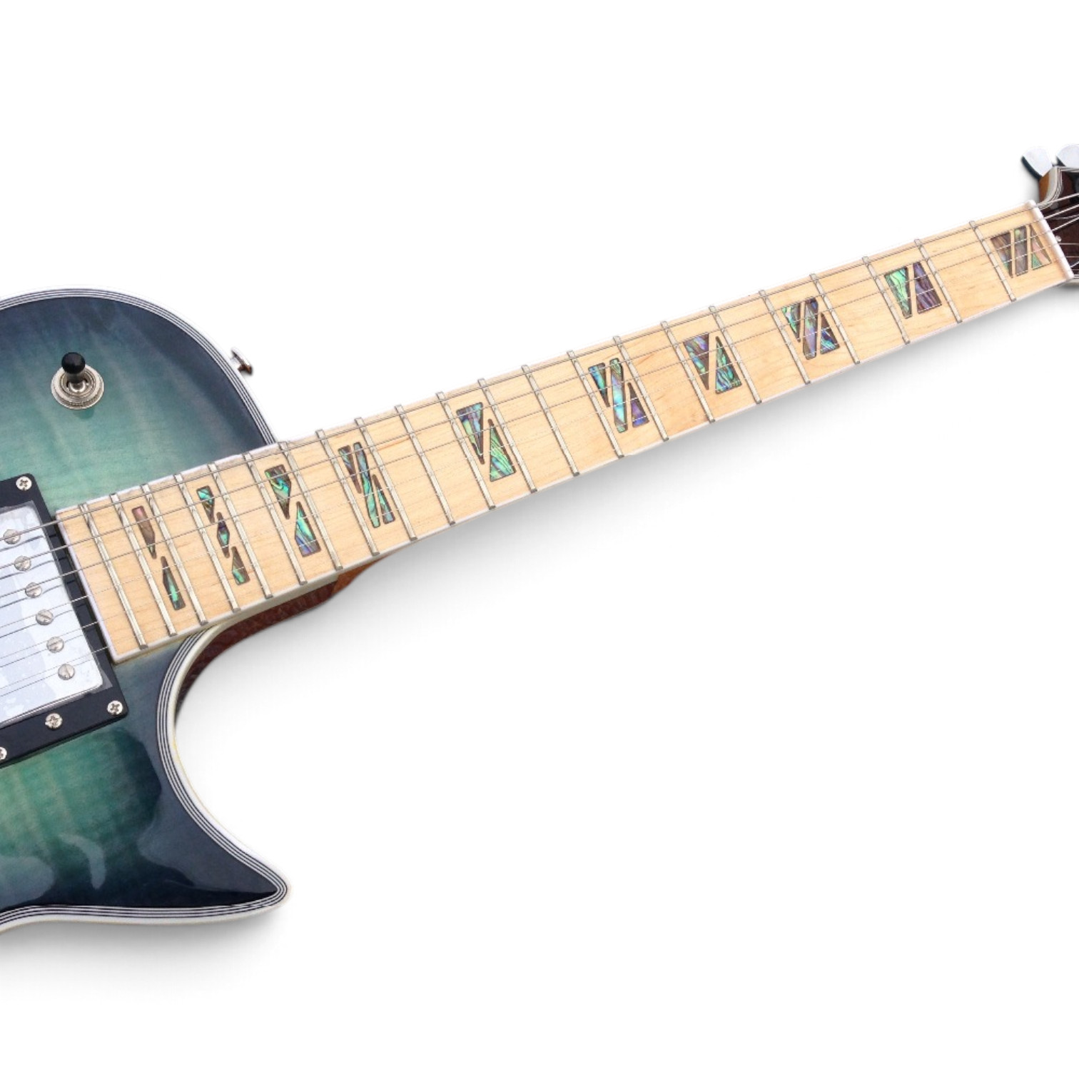 Custom Crown Teal Green Burst Flamed Maple Top Electric Guitar - Image 6