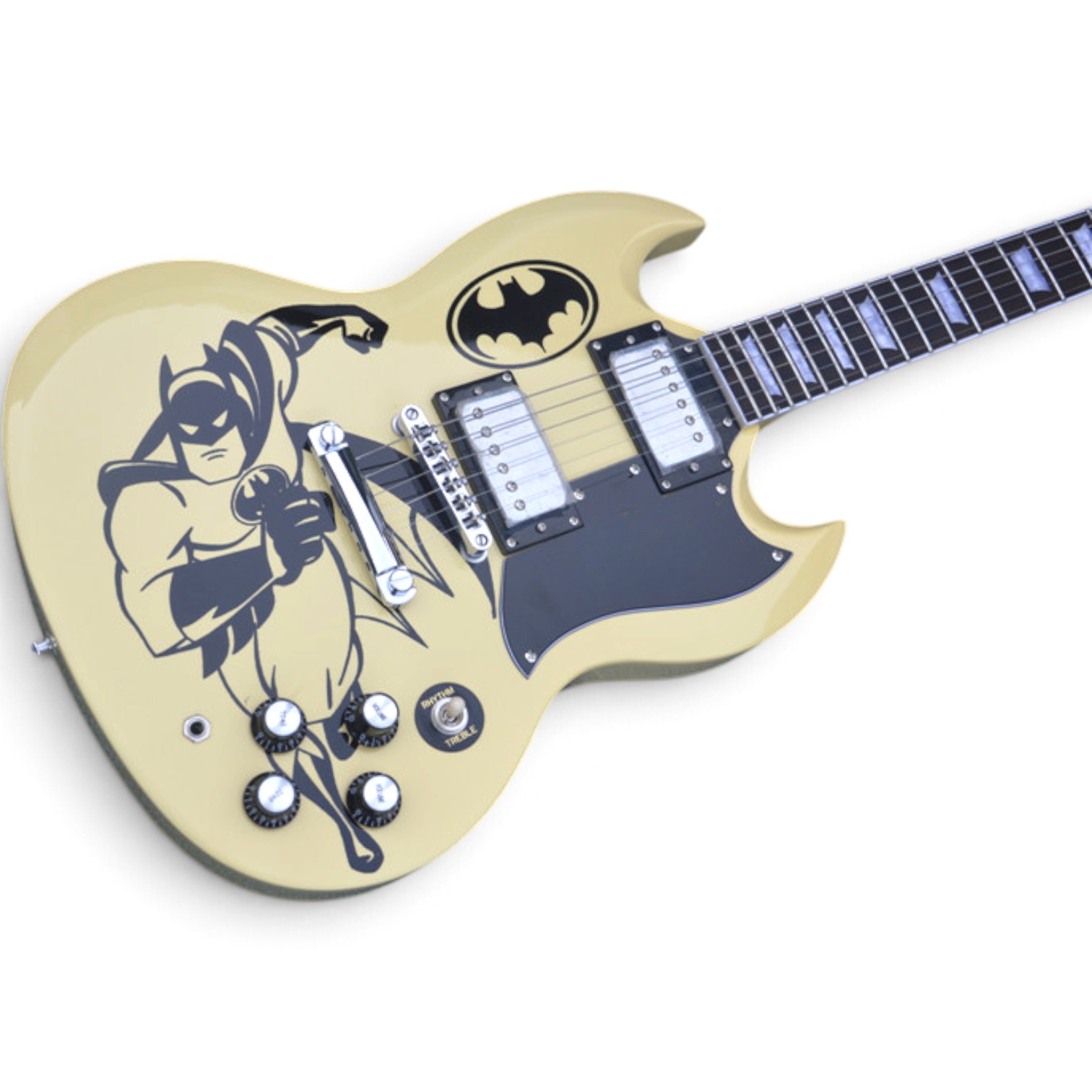 Custom Crown SG Cream Batman Finish 6 String Guitar - Image 6