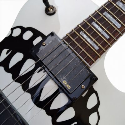 Custom Crown White Matt Heafy Skull Bone Jaw Electric Guitar - Image 21