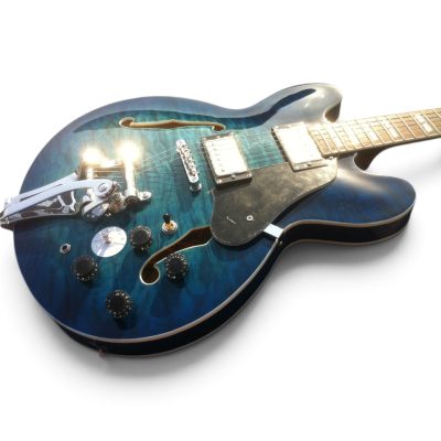 Custom Crown Chris ES335 Blueberry Burst Quilted Maple Top Bigsby Tremolo Electric Guitar - Image 6