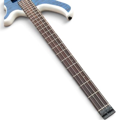 Custom Diplomat Boden Blue Quilted Maple Top Headless 4 String Bass - Image 7