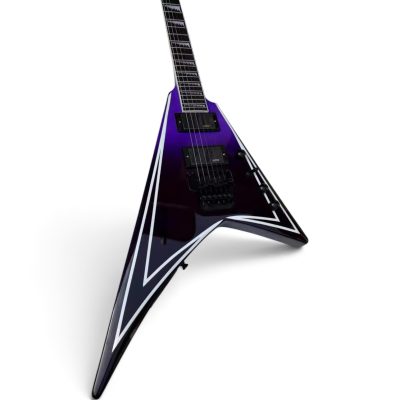 Custom Obsidian Flying V Alexi Laiho Purple Fade Satin Black Floyd Rose Tremolo Guitar - Image 2