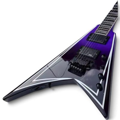 Custom Obsidian Flying V Alexi Laiho Purple Fade Satin Black Floyd Rose Tremolo Guitar - Image 3