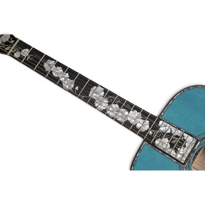 Custom Vertex D45 Translucent Burst Blue Adirondack Spruce Top Acoustic Electric Guitar Fishman Pickups - Image 3