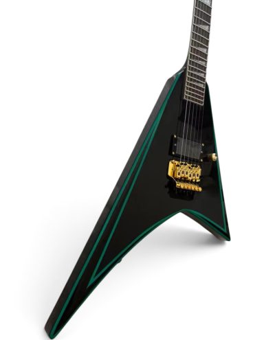 Custom Race Randy Flying V Black With Green Bevels RR24 Guitar Floyd Rose Tremolo - Image 5