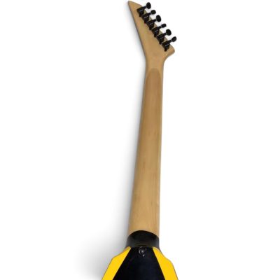 Custom Obsidian Flying V Alexi Laiho Gloss Black Yellow Bevel Floyd Rose Tremolo Guitar Children of Bodom Skull - Image 5