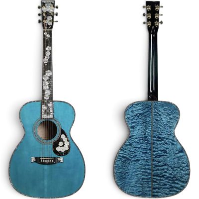 Custom Vertex D45 Translucent Burst Blue Adirondack Spruce Top Acoustic Electric Guitar Fishman Pickups