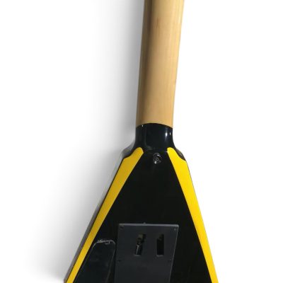Custom Obsidian Flying V Alexi Laiho Gloss Black Yellow Bevel Floyd Rose Tremolo Guitar Children of Bodom Skull - Image 3