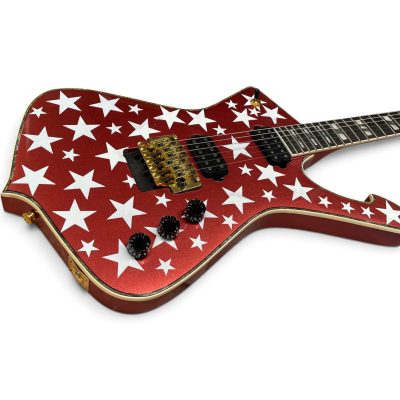 Custom Axis Iceman Paul Stanley Floyd Rose Tremolo Guitar Metallic Red White Stars - Image 6