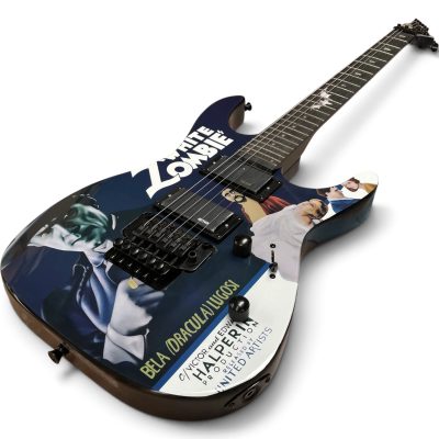 Custom Obsidian Hand Painted Black White Zombie Graphic Kirk Hammett Electric Guitar - Image 14