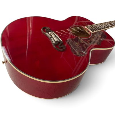 Custom Crown SJ200 Red Acoustic Electric Guitar Fishman Pickups - Image 6