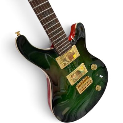 Custom Monarch Santana Green Burst Flamed Maple Electric Guitar Double Cutaway - Image 4